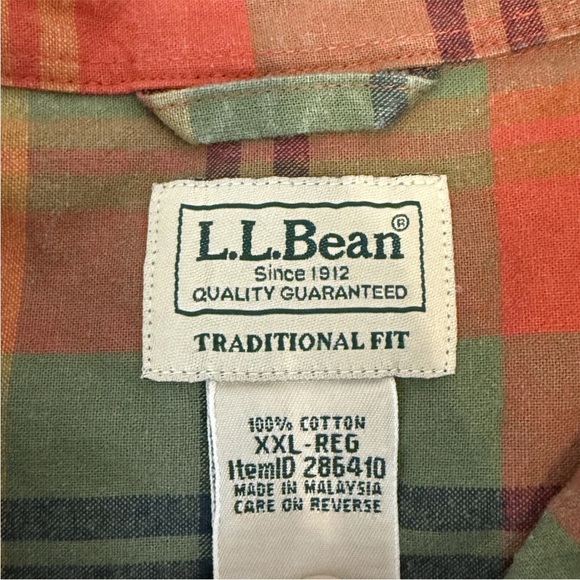 LL Bean Mens XXL Plaid Traditional Fit Long Sleeve Button Down Shirt - Picture 4 of 10